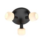 Nordlux Milford Loftlampe Glas Mini 3-Rondel Sort | Egnet til 3x E14
