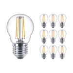 Fordelspakke 10x Philips Corepro LED Lustre E27 Kugle filament klar 4.3W 470lm - 827 ekstra varm hvid | erstatter 40W