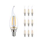 Fordelspakke 10x Noxion Lucent LED E14 Bøjet Tip Kerte filament klar 2.5W 250lm - 827 ekstra varm hvid | erstatter 25W