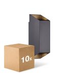 Fordelspakke 10x Nordlux Nico Vægbelysning Aluminium Sort Up & Down | IP54 - Egnet til 2x GU10