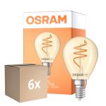 Fordelspakke 6x Osram Vintage 1906 LED Classic Slim E14 Pære Filament Guld 4.9W 470lm - 922 Ekstra Varm Hvid | Bedste Farvegengivelse - Dæmpbar - Erstatter 40W