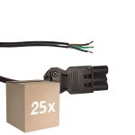 Fordelspakke 25x Noxion GST - Kompatibel Forsyningskabel Sort - Han + Åbne ender - 3m - 3 pole 0,75mm2
