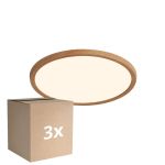 Fordelspakke 3x Nordlux LED Loftlampe Oja 29 Træ 17W 1600lm - 827 Ekstra Varm Hvid | Dæmpbar
