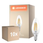Fordelspakke 10x Ledvance Classic LED E14 Kerte Filament Klar 3.4W 470lm - 827 Ekstra Varm Hvid | Erstatter 40W