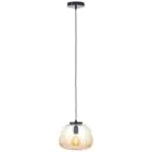 Brilliant Kaizen Pendel Lampe Glas Pendel Lampe Metal Sort Beige | 250mm - Egnet til 1x E27