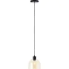 Brilliant Casto Pendel Lampe Glas Pendel Lampe Metal Sort Beige | 190mm - Egnet til 1x E27