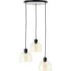Brilliant Casto Pendel Lampe Glas Pendel Lampe Metal Sort Beige | 510mm - Egnet til 3x E27
