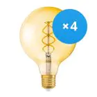 Fordelspakke 4x Osram Vintage 1906 LED E27 Globe filament guld 125mm 5W 250lm - 820 ekstra varm hvid | erstatter 25W