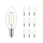 Fordelspakke 10x Philips Corepro LED Kerte E14 filament klar 2W 250lm – 827 – ekstra varm hvid | erstatter 25W