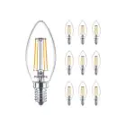 Fordelspakke 10x Philips MASTER Value LED Kerte E14 filament klar 3.4W 470lm - 927 | bedste farvegengivelse - dæmpbar – erstatter 40W