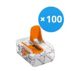 Fordelspakke 100x Wago 221-412 Skrueterminal Forbindelsesstykke| 2 Stålwire Tilslutning