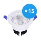Fordelspakke 15x Bright Choice LED Downlight Runde Vipbar 15W 1200lm 60D - 930 Varm Hvid | 135mm - Udsnit 110mm - UGR 