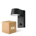 Fordelspakke 4x D'Lite Vægbelysning Lira Sort 7W 600lm 830 Varm Hvid | IP54 - Bevægelsessensor