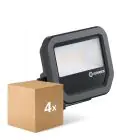 Fordelspakke 4x Ledvance LED Projektør Aluminium Sort 8W 1100lm 100D - 830 Varm Hvid | IP66 - Symmetrisk