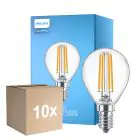 Fordelspakke 10x Philips Corepro LED Lustre E14 Kugle filament klar 6.5W 806lm - 827 ekstra varm hvid | erstatter 60W