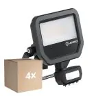 Fordelspakke 4x Ledvance LED Projektør Aluminium Sort 17W 2200lm 100D - 830 Varm Hvid | IP65 - Bevægelses- Og Lyssensor - Symmetrisk