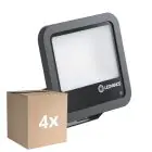 Fordelspakke 4x Ledvance LED Projektør Aluminium Sort 69W 10000lm 100D - 840 Kold Hvid | IP66 - Lyssensor - Symmetrisk