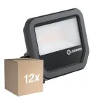 Fordelspakke 12x Ledvance LED Projektør Aluminium Sort 17W 2400lm 100D - 865 Dagslys | IP66 - Symmetrisk