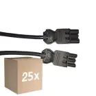 Fordelspakke 25x Noxion GST - Kompatibel Forlængerkabel Sort - Han + Hun - 1m - 3 pole 1,5mm2