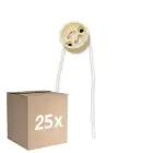 Fordelspakke 25x Universal GU10 Sokkel - Universele GU10 Fitting - Hvid 0.1m - 2 pole 0.5mm2 (Til Noxion)
