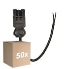 Fordelspakke 50x Noxion GST - Kompatibel Forsyningskabel Sort - Han + Åbne ender - 0,3m - 2 pole 0,75mm2