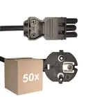 Fordelspakke 50x Noxion GST - Kompatibel Forsyningskabel Sort - Hun + Schuko Europlug - 2m - 3 pole 0.75mm2