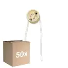 Fordelspakke 50x Universal GU10 Sokkel - Universele GU10 Fitting - Hvid 0.1m - 2 pole 0.5mm2 (Til Noxion)