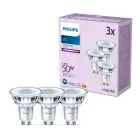 Fordelspakke 3x Philips LED Spot GU10 PAR16 5W 390lm 36D - 840 Kold Hvid
