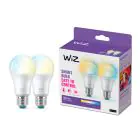 Dobbeltpakke 2x WiZ Smart LED E27 Pære Matt 8W 806lm | Bedste Farvegengivelse - Dæmpbar - Erstatter 60W