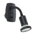 Eglo Vægbelysning Parrini Lamp med Stik  Sort 4.5W 345lm - 830 Varm Hvid | IP20 - Inkl. 1x GU10